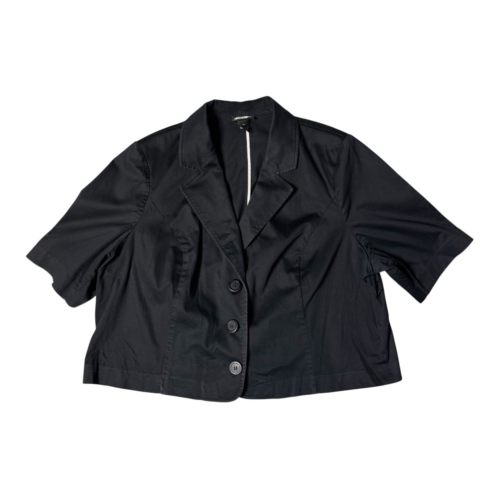 Lane Bryant Women’s Black Short Sleeve Button Down Cropped Business Blazer